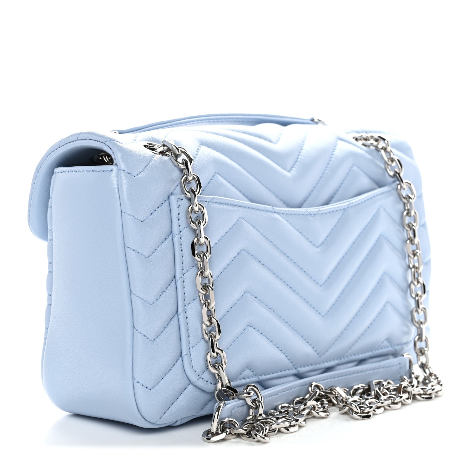 Gucci Lambskin Matelasse Medium GG Marmont Shoulder Bag Light Blue 3 of 11