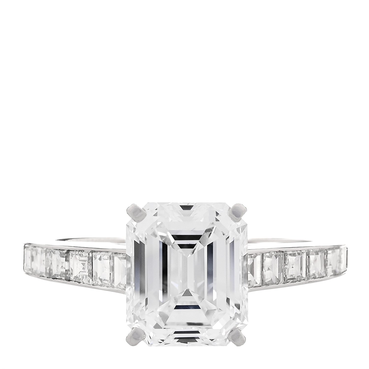 Cartier 18K White Gold Diamond 2.38ct Emerald Cut Diane Engagement Ring 52 6 1 of 7