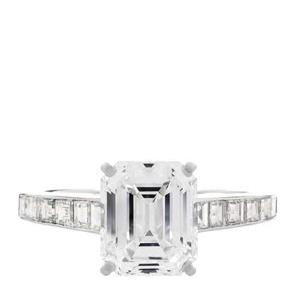 Cartier 18K White Gold Diamond 2.38ct Emerald Cut Diane Engagement Ring 52 6 1 of 7
