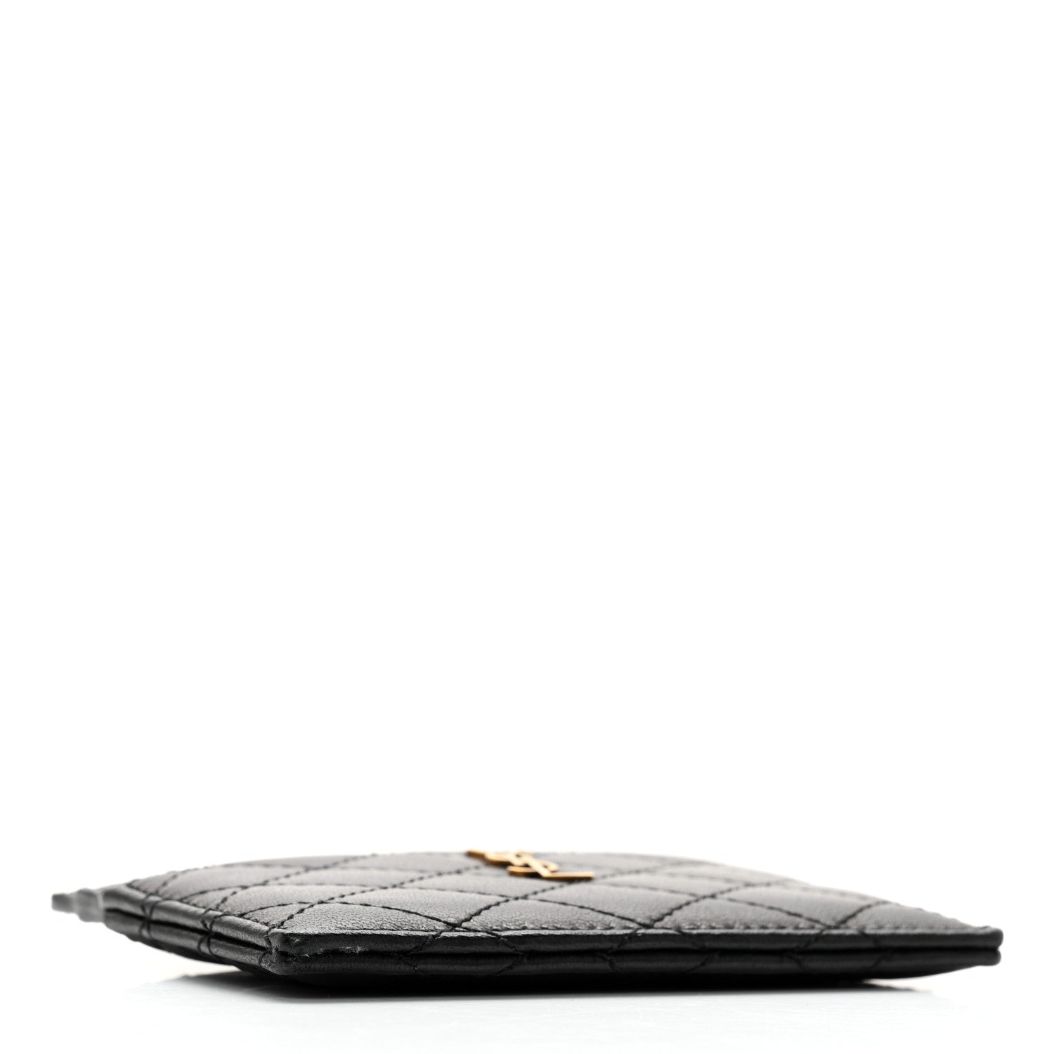 Saint Laurent Lambskin Quilted Monogram Gaby Card Case Black 3 of 10