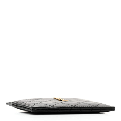 Saint Laurent Lambskin Quilted Monogram Gaby Card Case Black 3 of 10