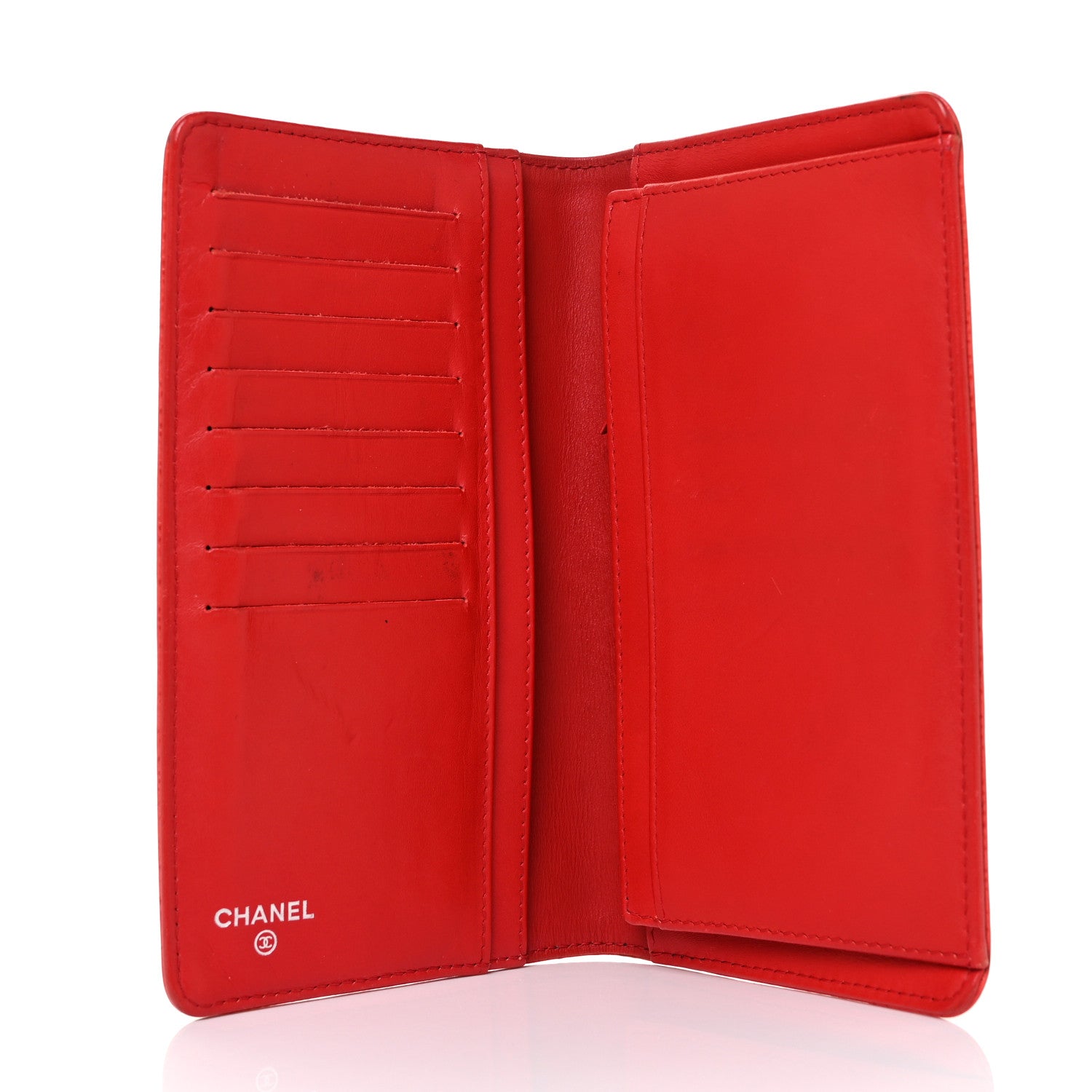 Chanel Caviar Timeless CC Yen Wallet Red 5 of 9