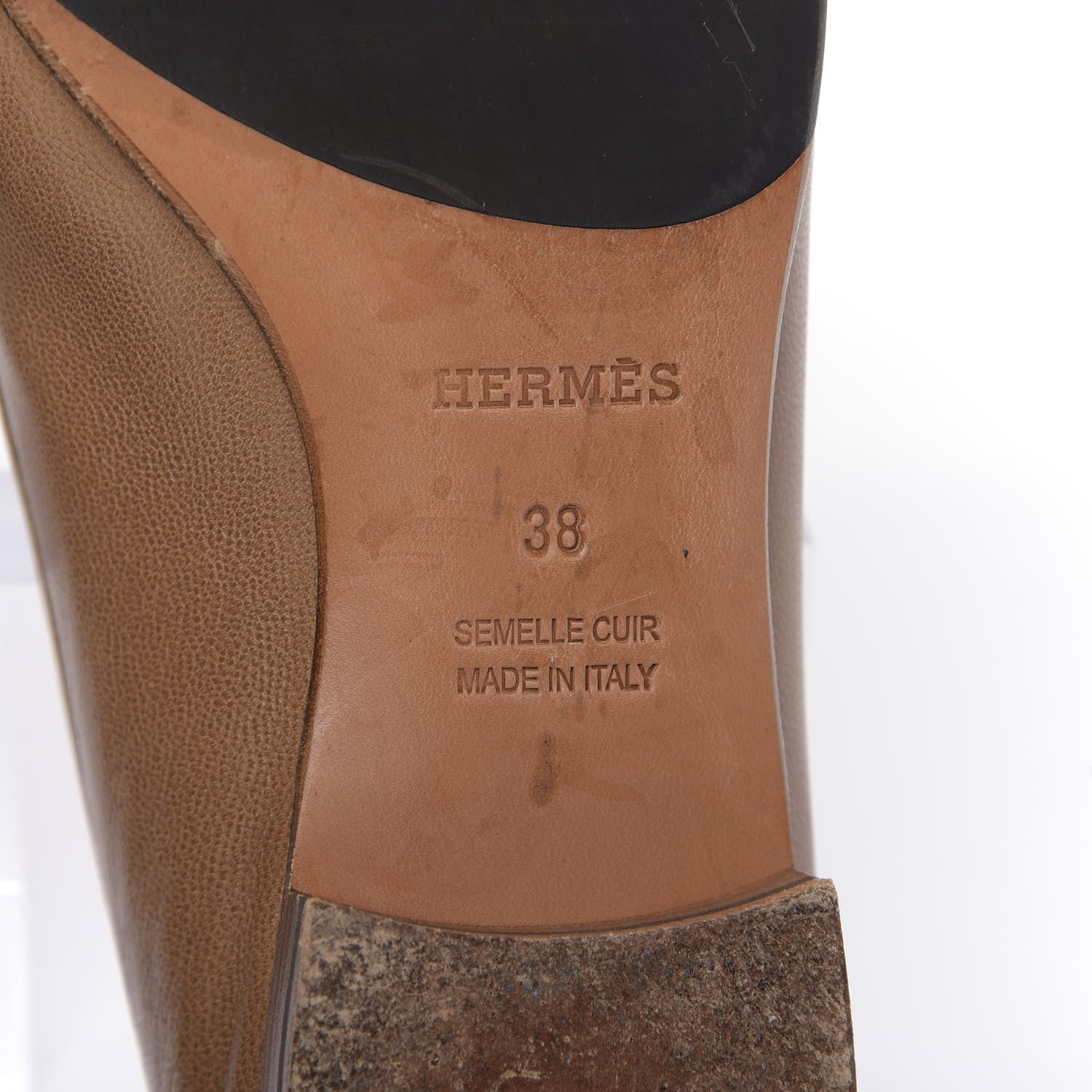 Hermes Goatskin Womens Paris Loafers 38 Etoupe 8 of 14