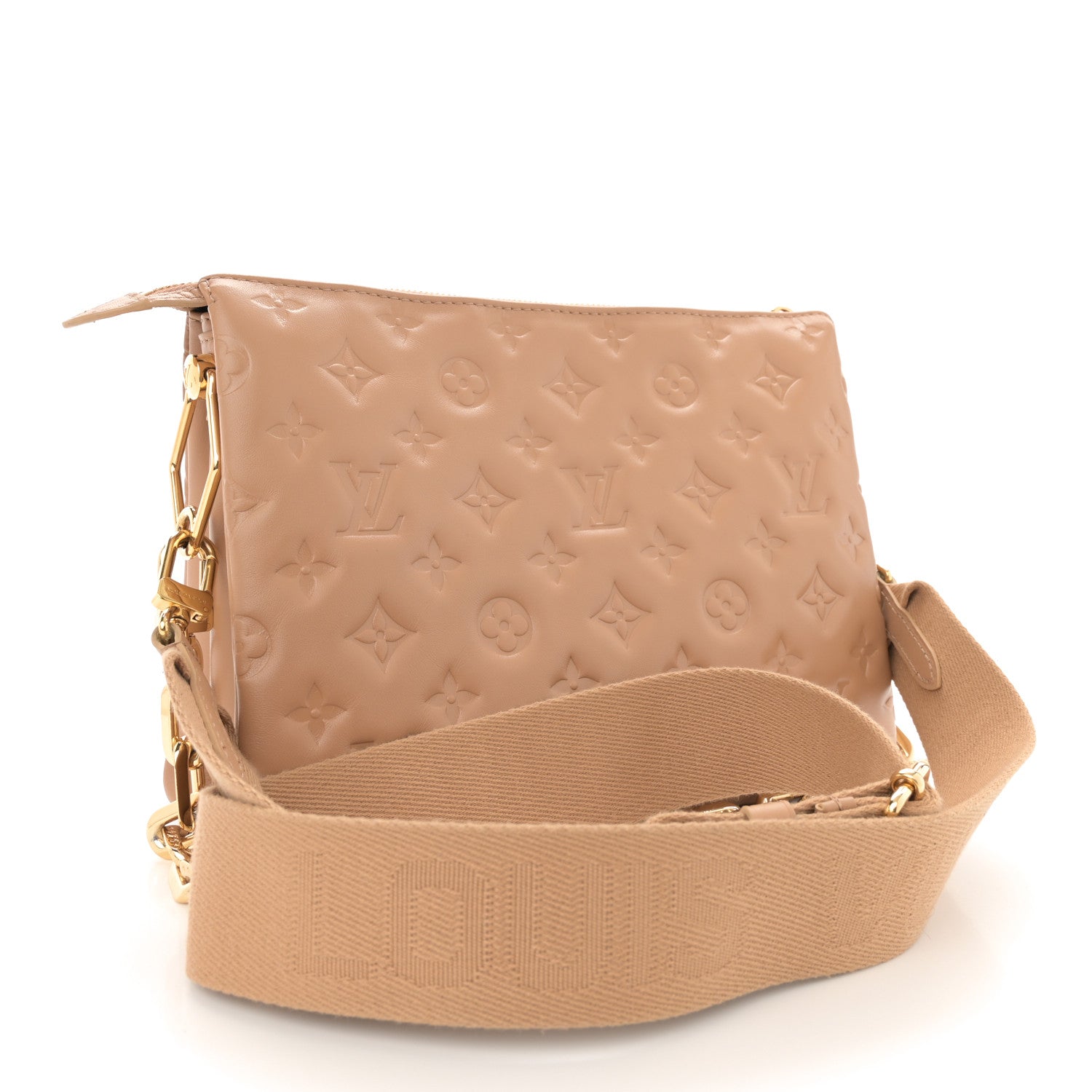 Louis Vuitton Lambskin Embossed Monogram Coussin PM Camel 3 of 12