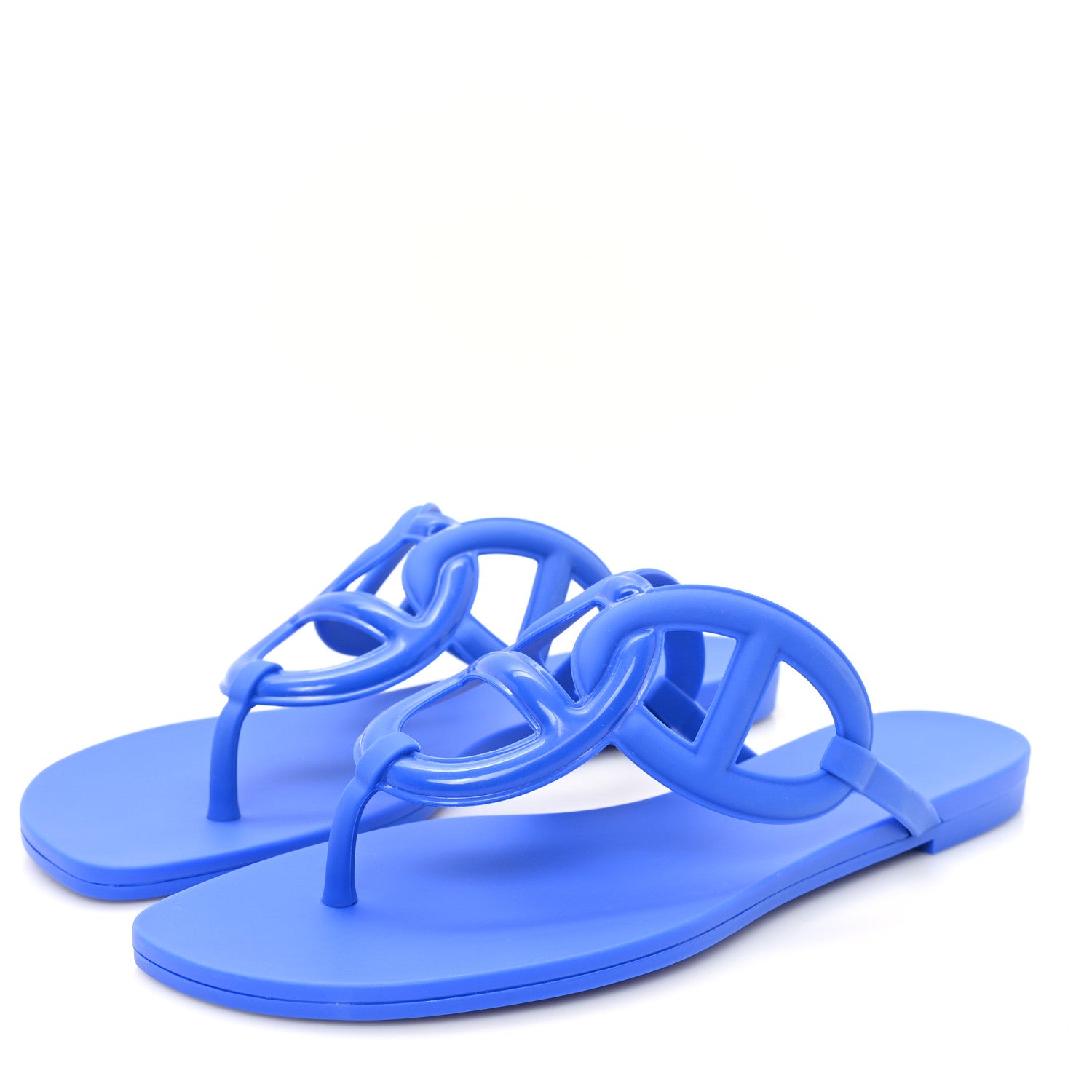 Hermes Rubber Womens Egerie Sandals  37 Bleu Outremer 4 of 10