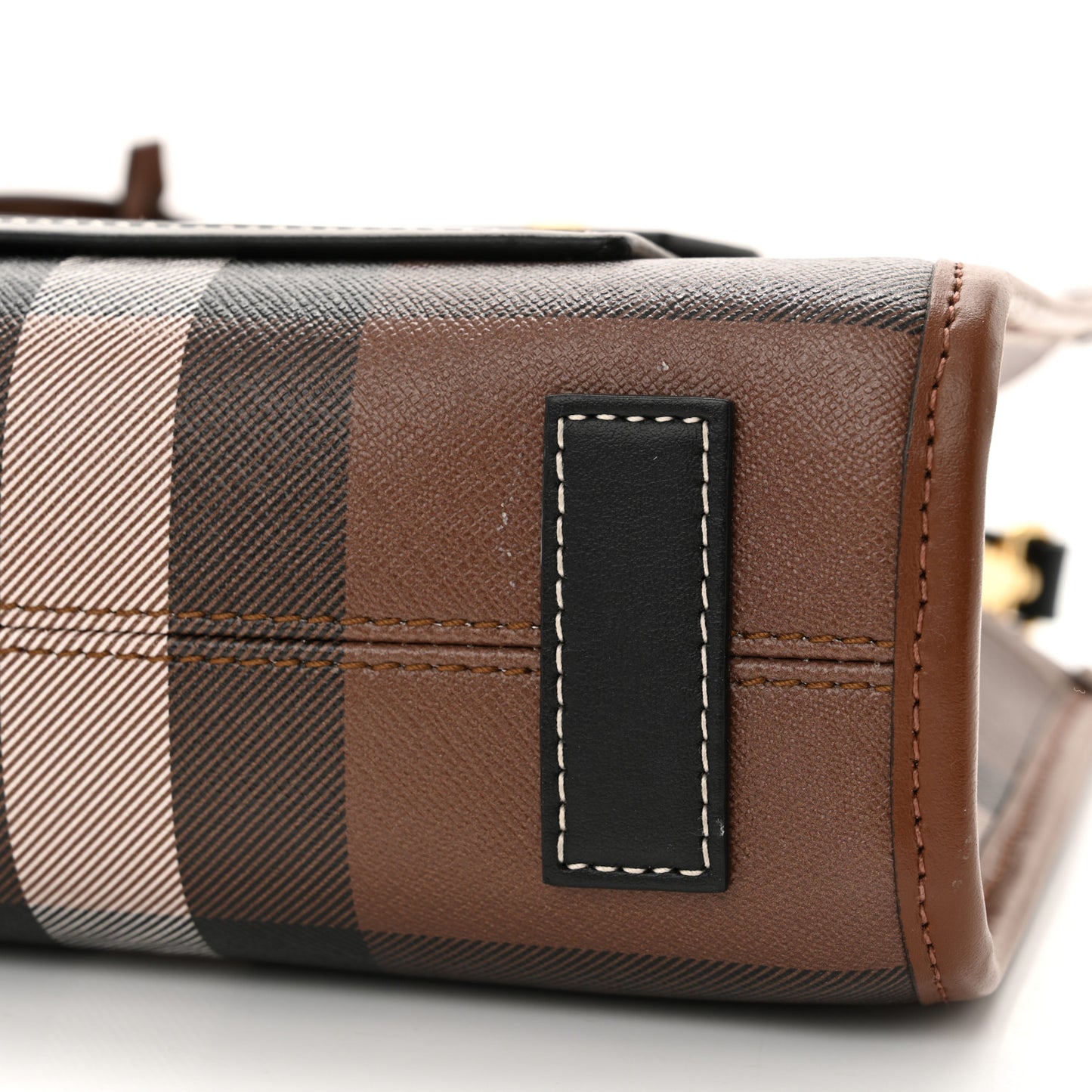 E-Canvas Check Calfskin Mini Freya Tote Dark Birch Brown