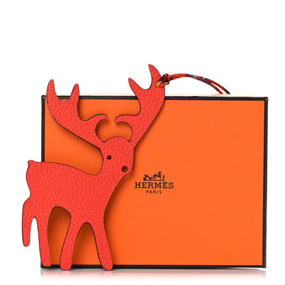 Hermes Togo Epsom Petit H Reindeer Bag Charm Capucines Etoupe 6 of 6
