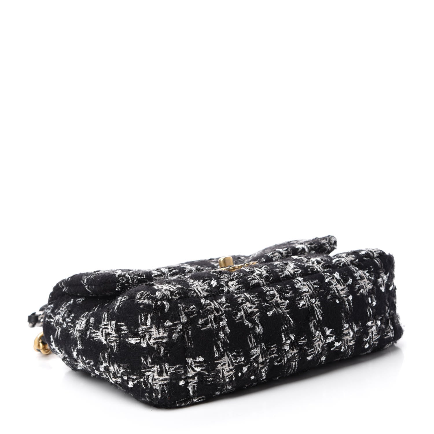 Chanel Tweed Quilted Medium Chanel 19 Flap Black Silver Ecru 4 of 10