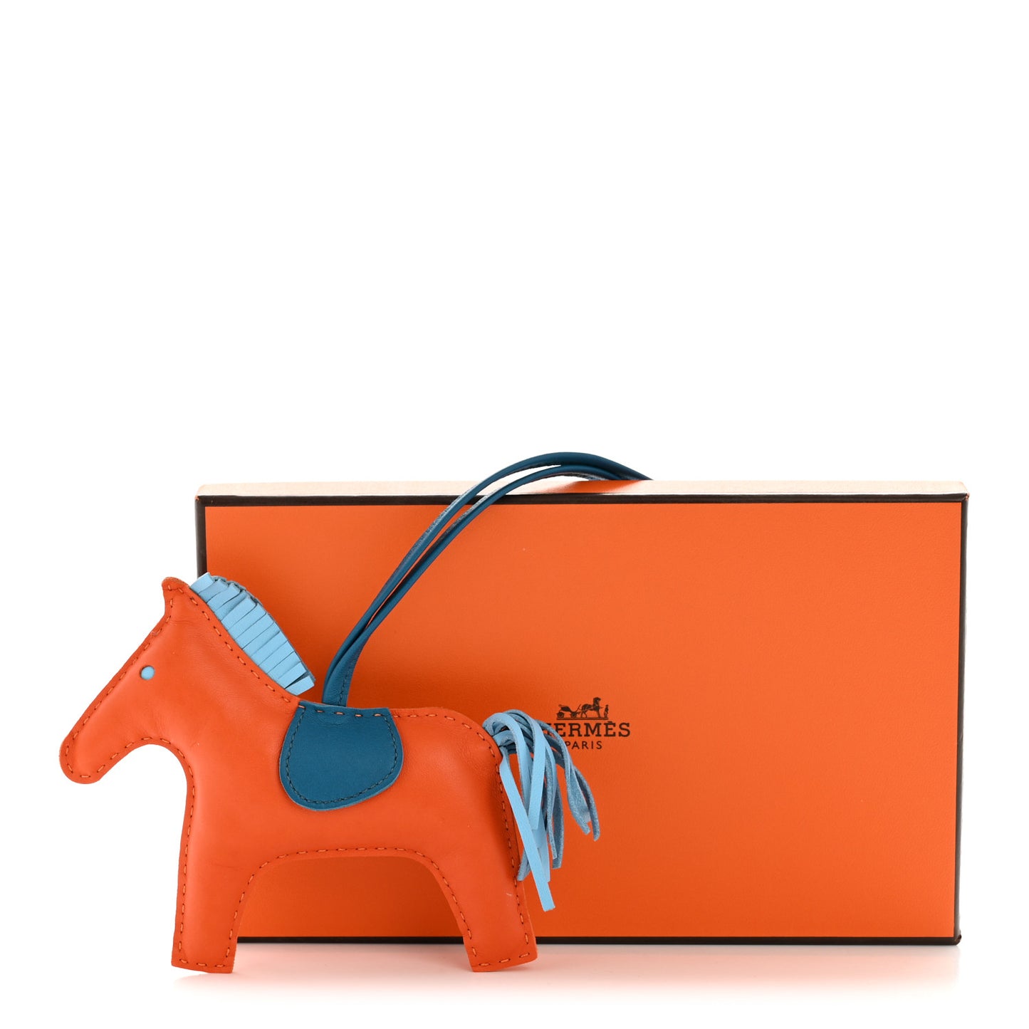 Milo Lambskin Grigri Rodeo Horse Bag Charm MM Feu Celeste Bleu Izmir