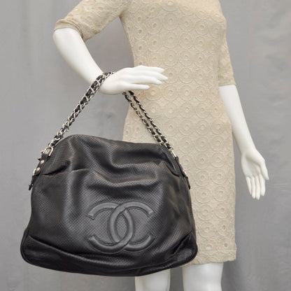 Chanel Perforated Baseball Spirit Ligne Hobo Black 2 of 10