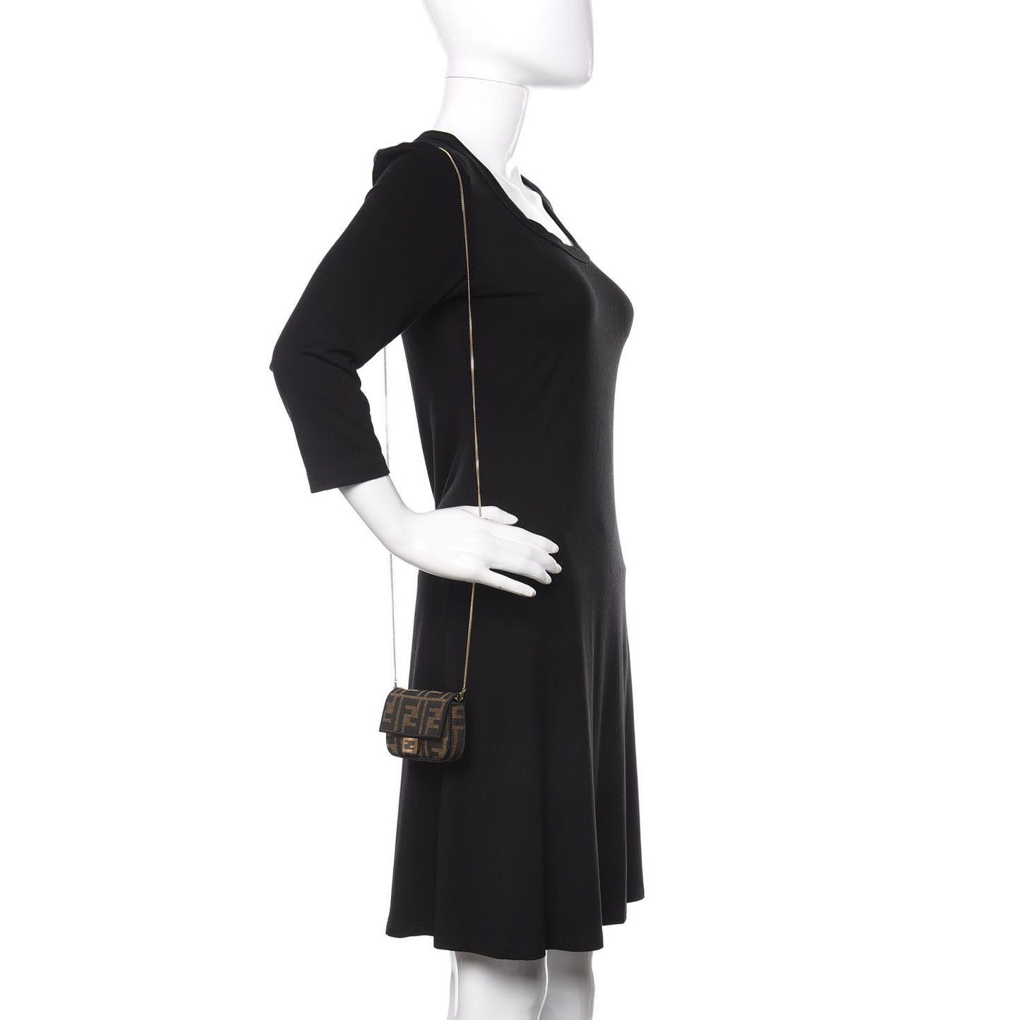 Fabric Jacquard FF 1974 Nano Baguette Charm Tobacco Moro Black