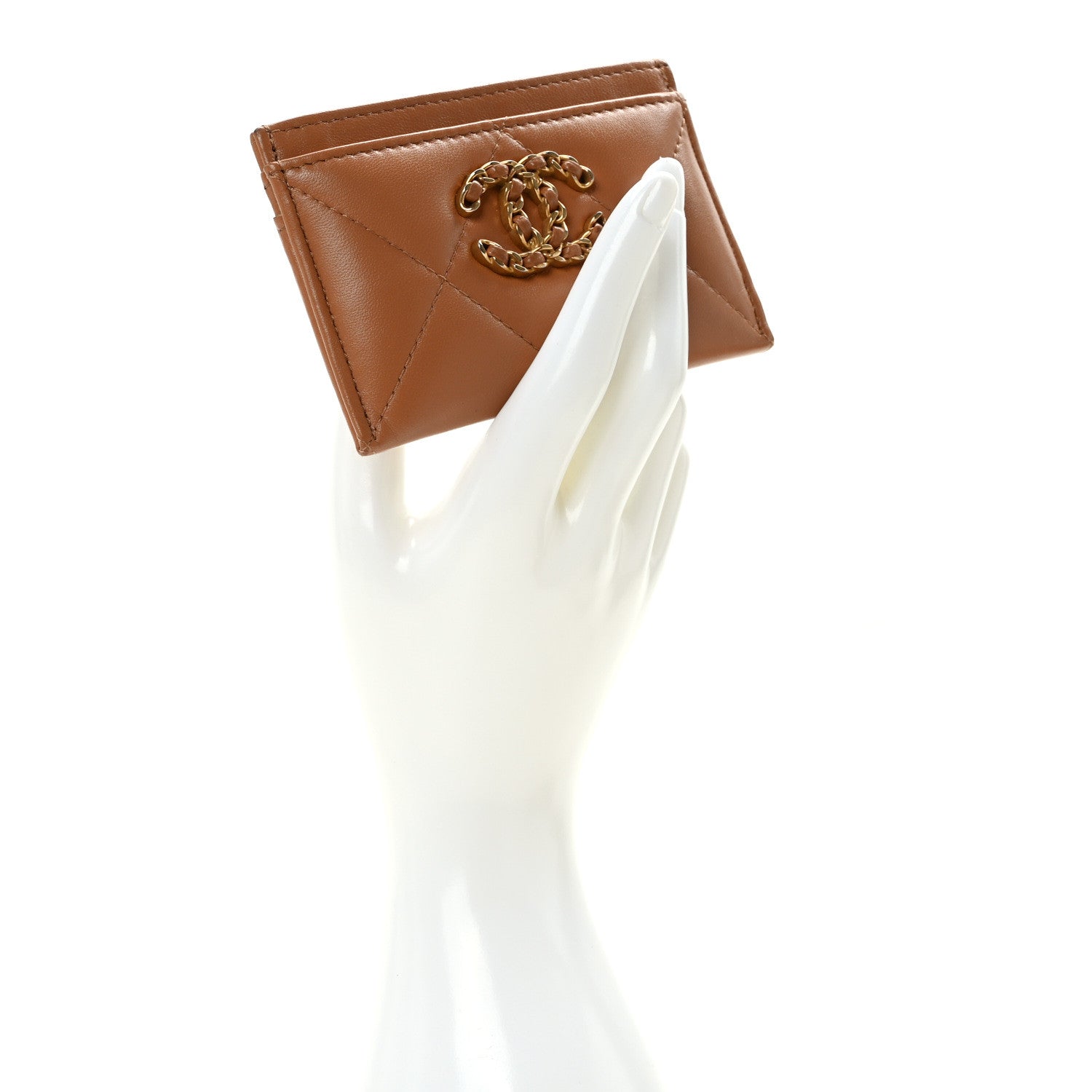 Chanel Lambskin Quilted Chanel 19 Card Holder Brown 2 of 11