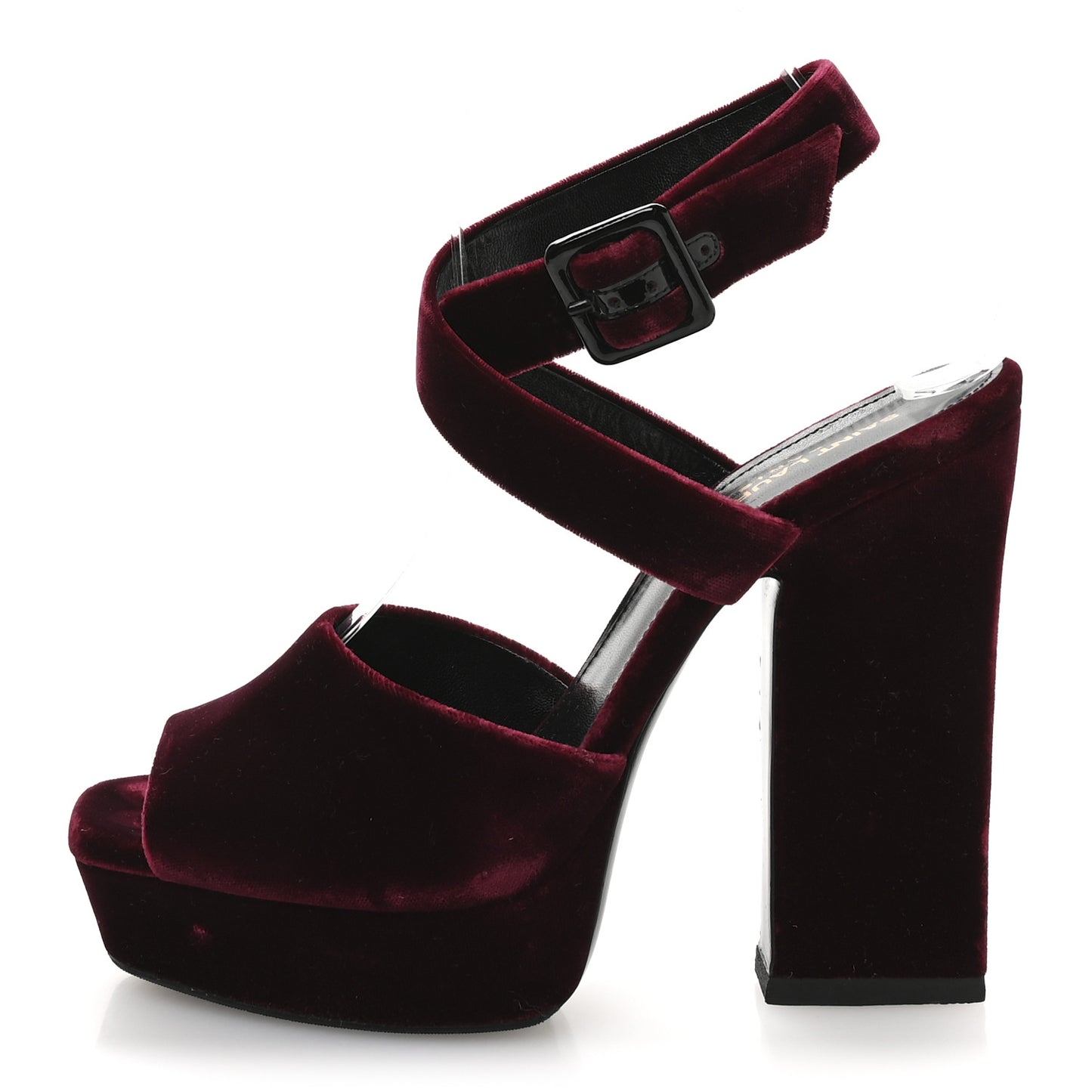 Velvet Platform Sandals 38 Burgundy