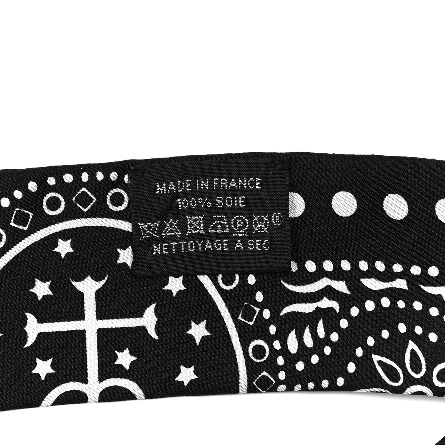Silk Peuple Du Vent Bandana Twilly Black White
