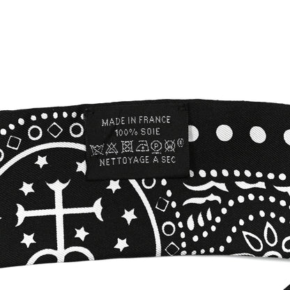 Hermes Silk Peuple Du Vent Bandana Twilly Black White 2 of 5