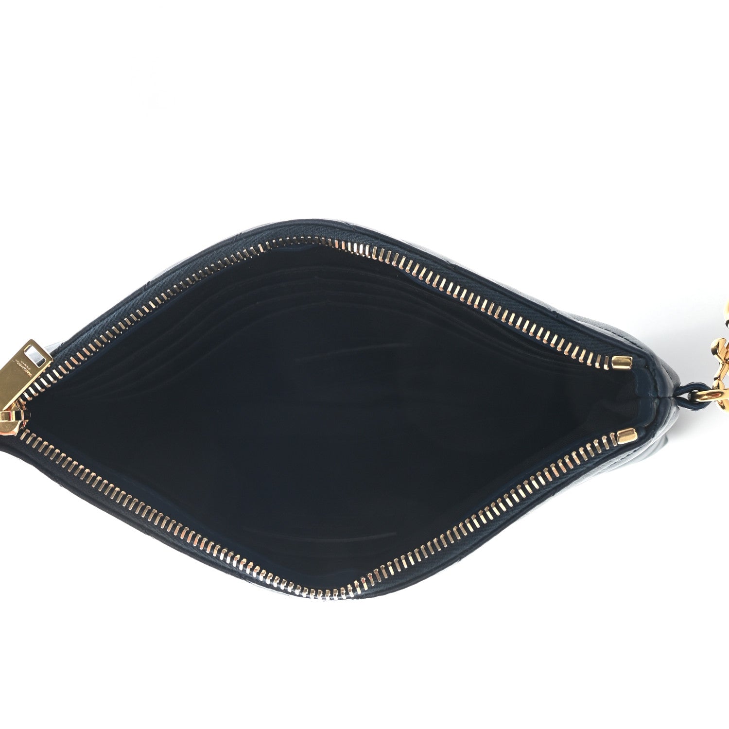 Saint Laurent Calfskin Matelasse Chevron Monogram A5 Wristlet Blue 4 of 6