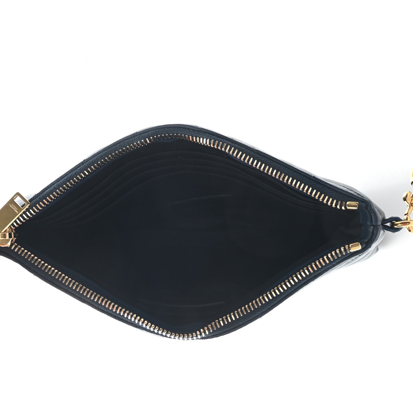 Calfskin Matelasse Chevron Monogram A5 Wristlet Blue