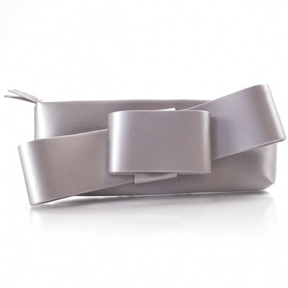 Valentino Garavani Satin Bow Clutch Silver 1 of 7