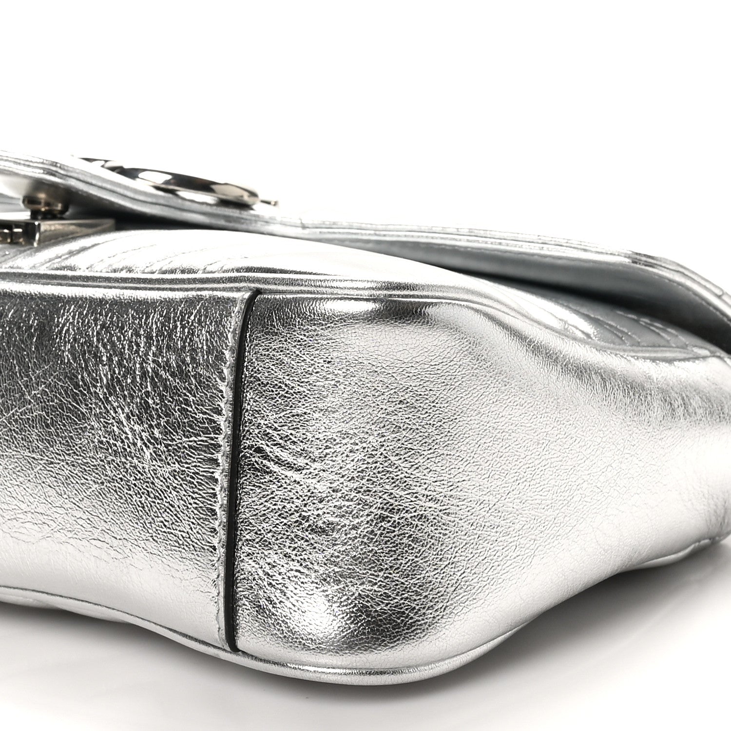 Gucci Metallic Calfskin Matelasse Small GG Marmont Shoulder Bag Silver 10 of 10