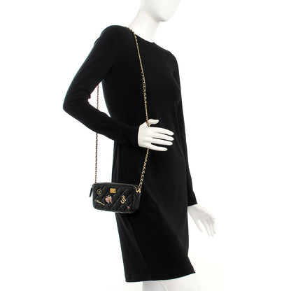 Chanel Aged Calfskin Lucky Charms 2.55 Reissue Small Clutch With Chain Black 2 of 9