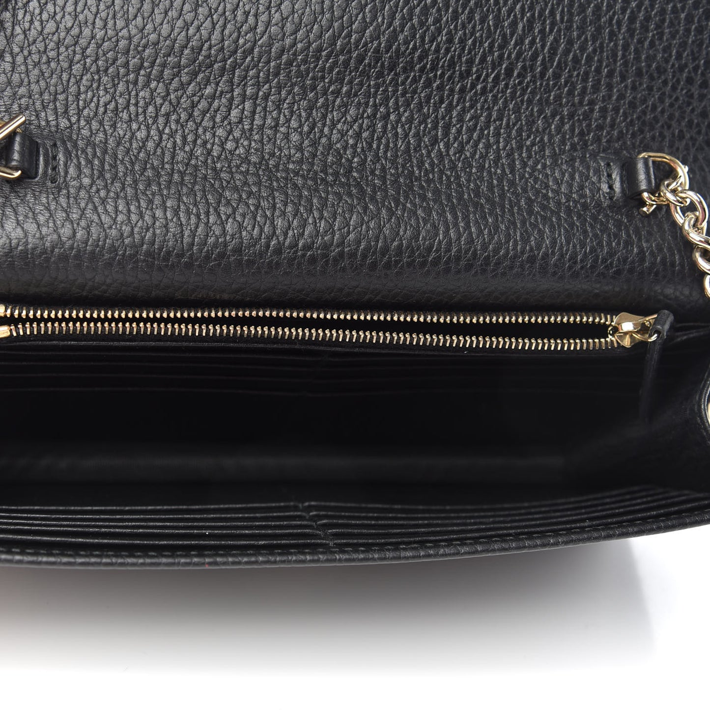 Dollar Calfskin Interlocking G Chain Wallet Black