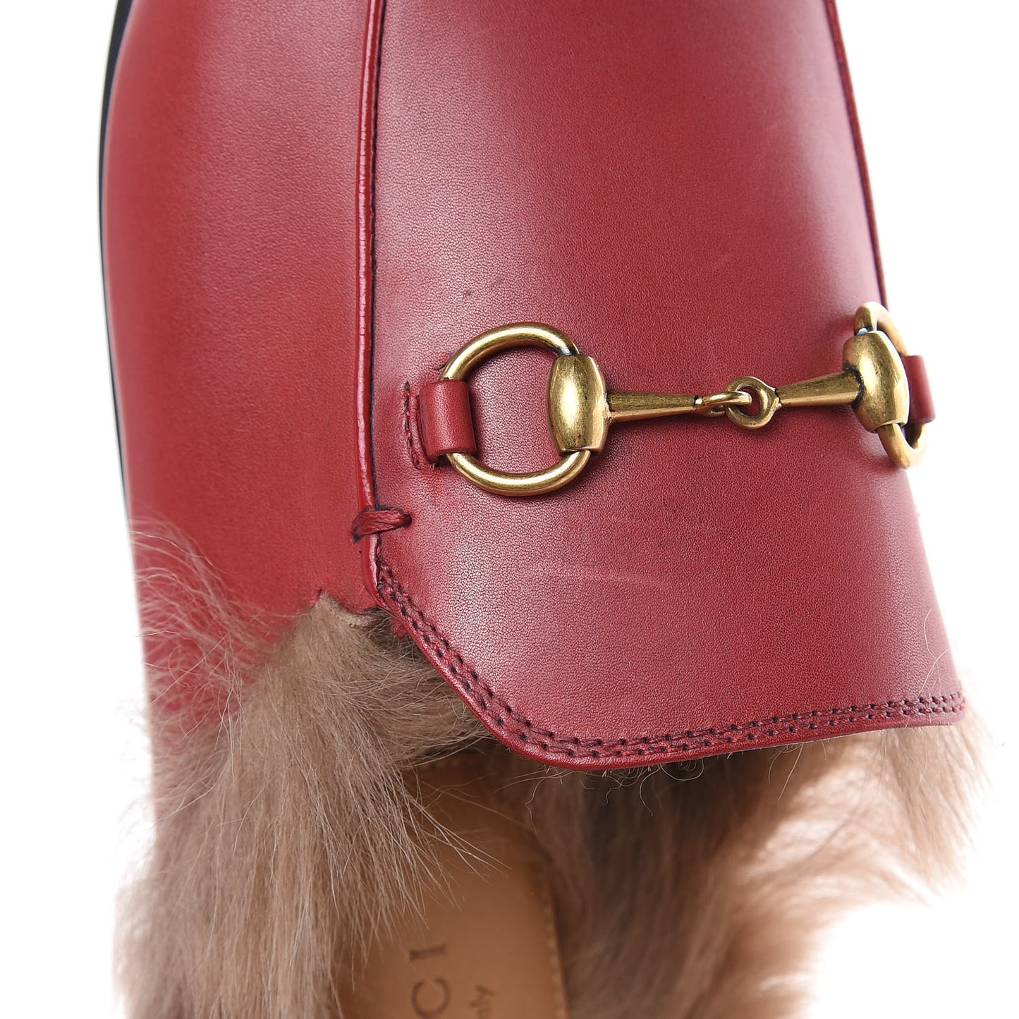 Betis Glamour Calfskin Fur Womens Princetown Slippers 37 Hibiscus Red Naturale