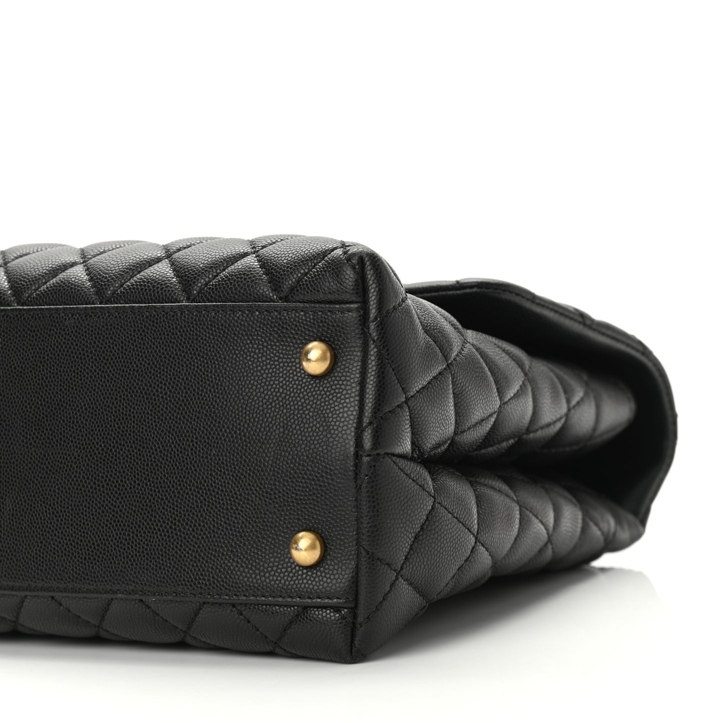 Caviar Lizard Quilted Medium Coco Handle Flap Black