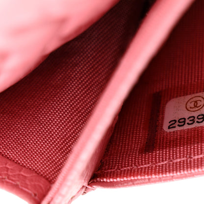 Chanel Caviar Camellia Embossed Card Holder Wallet Pink 8 of 9