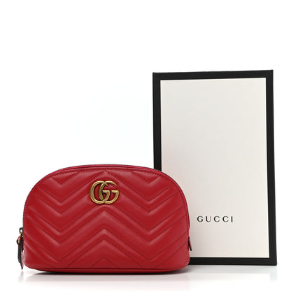 Gucci Calfskin Matelasse Large GG Marmont Pouch Cosmetic Case Hibiscus Red 8 of 8