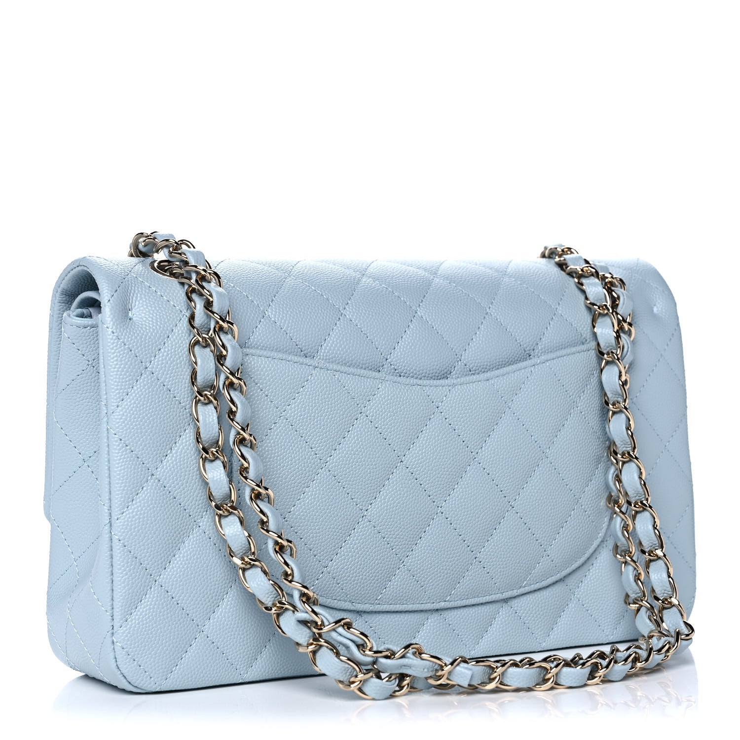Chanel Caviar Quilted Medium Double Flap Light Blue 2 of 10