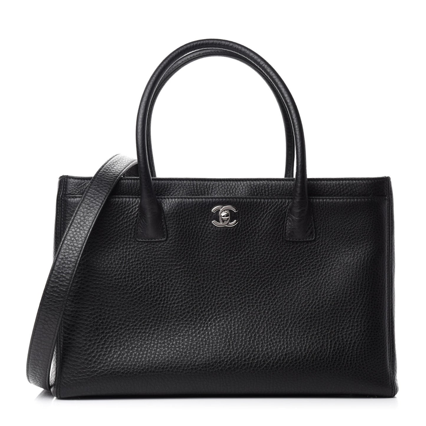 Calfskin Cerf Executive Shopper Tote Black