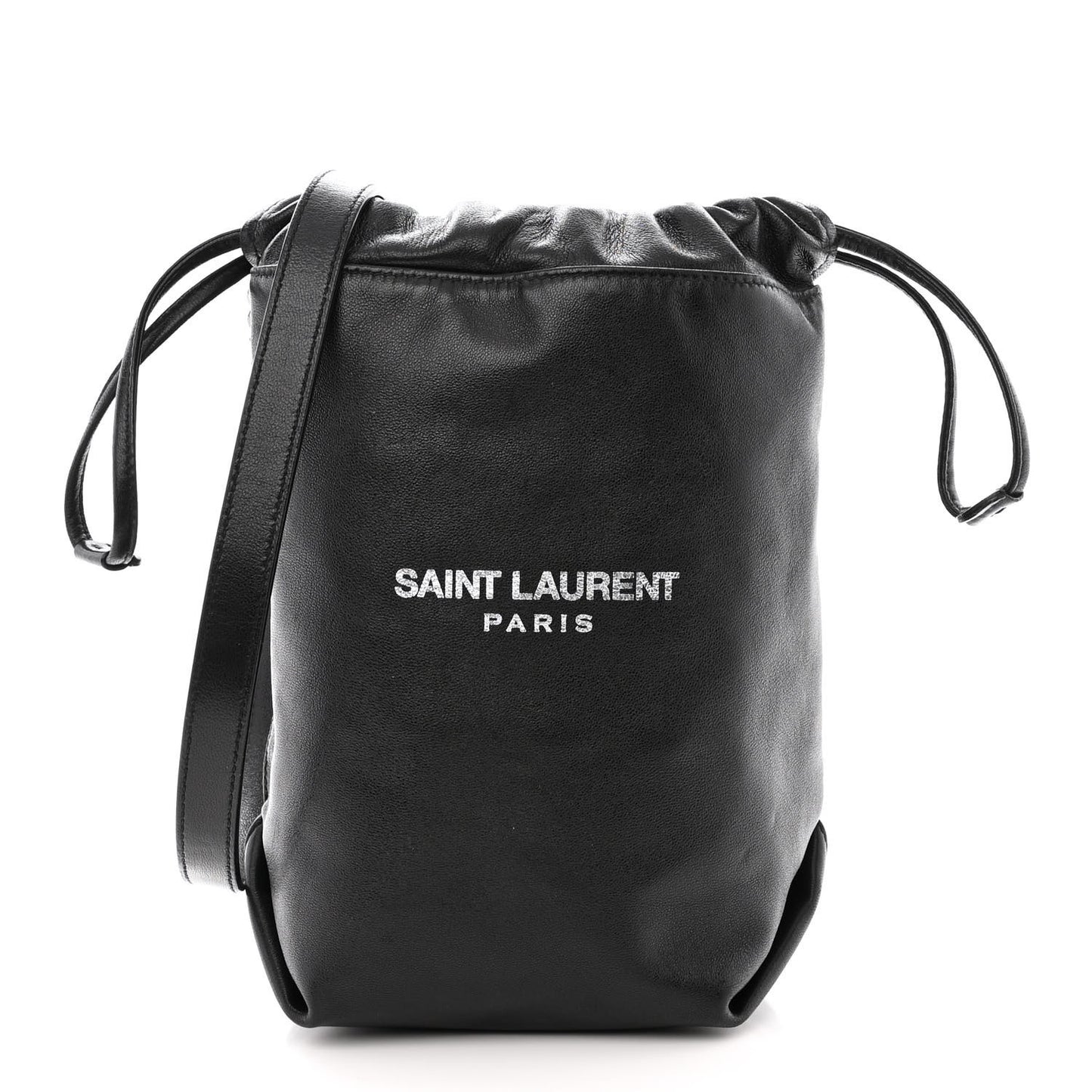 Lambskin Small Teddy Bucket Bag Black