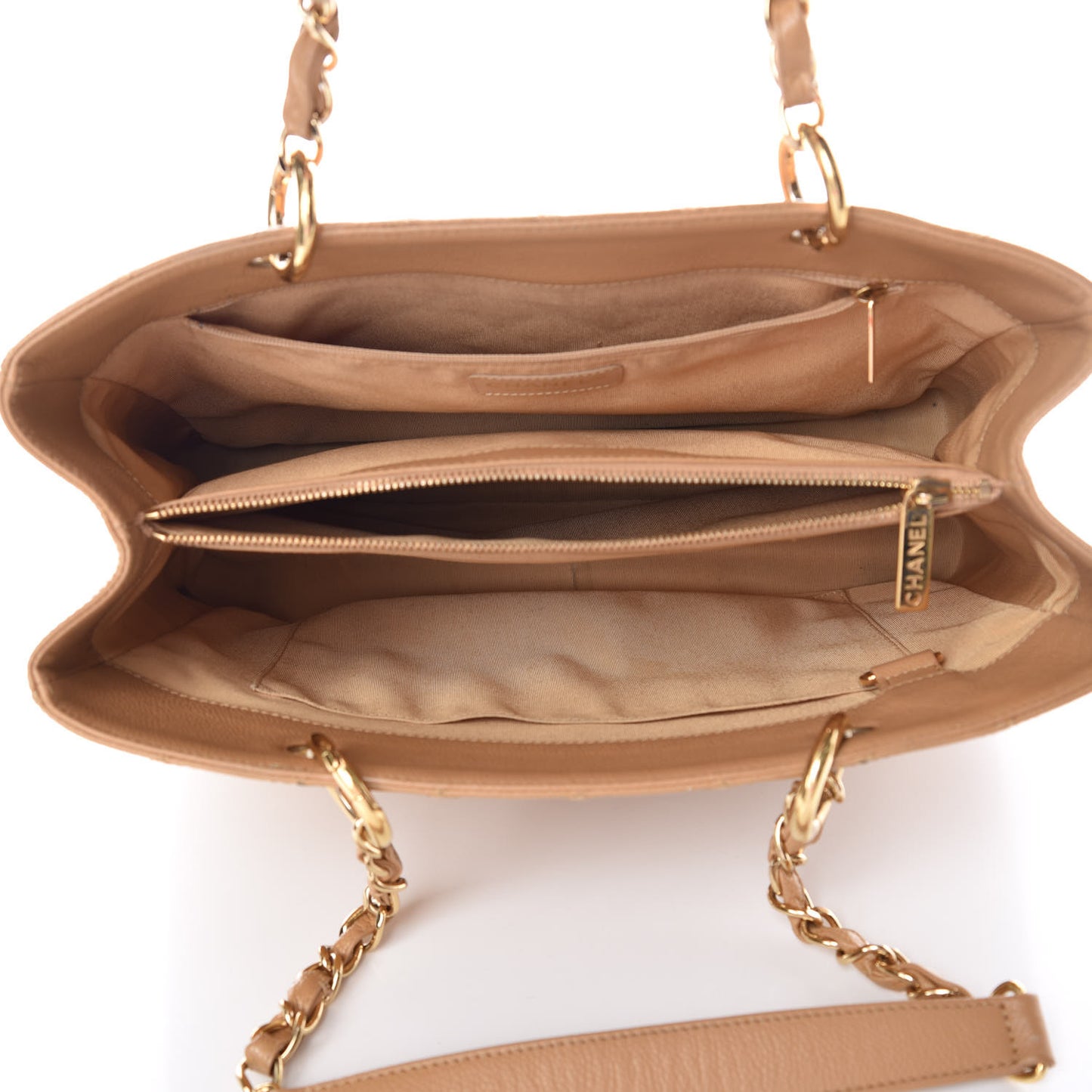 Caviar Quilted Grand Shopping Tote GST Beige