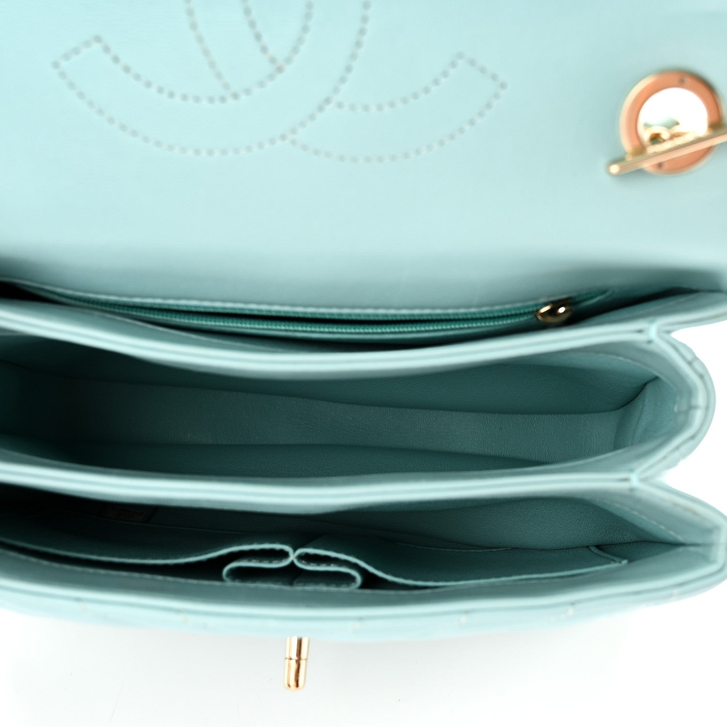 Chanel Lambskin Chevron Quilted Small Trendy CC Flap Dual Handle Bag Light Blue 5 of 10