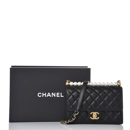 Chanel Lambskin Quilted Small Chic Pearls Flap Black 9 of 9