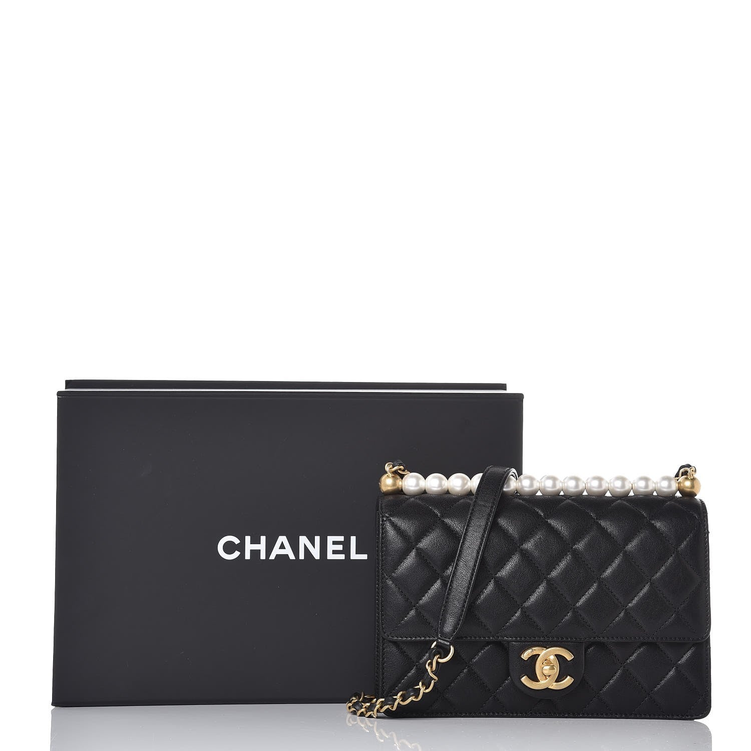 Chanel Lambskin Quilted Small Chic Pearls Flap Black 12 of 12