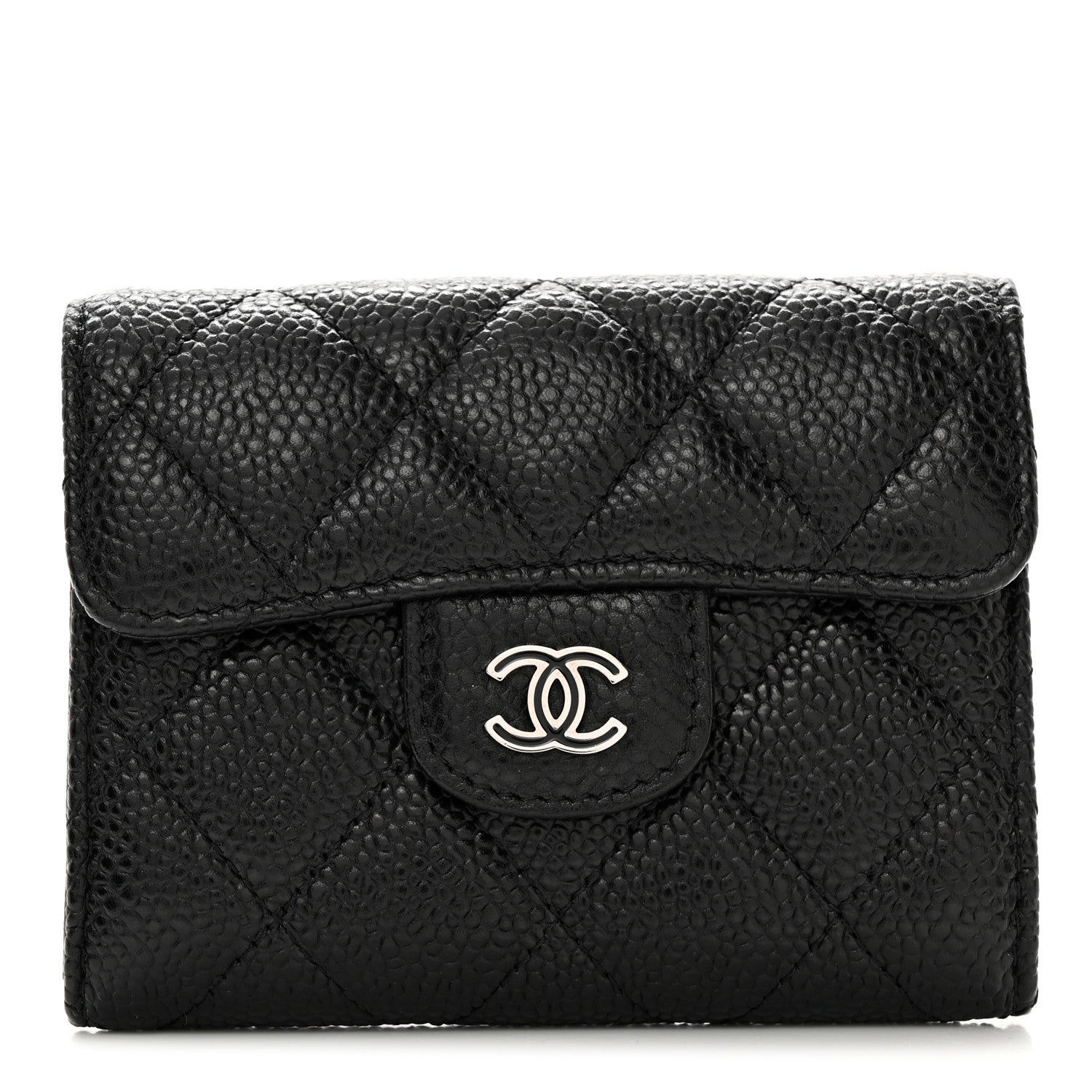 Chanel Caviar Quilted Flap Card Holder Wallet Black 1 of 9