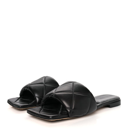 Bottega Veneta Nappa Quilted Rubber Lido Flat Sandals 40 Black 3 of 7