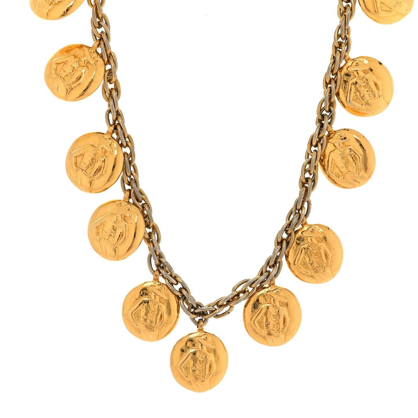 Metal Mademoiselle Medallion Necklace Gold