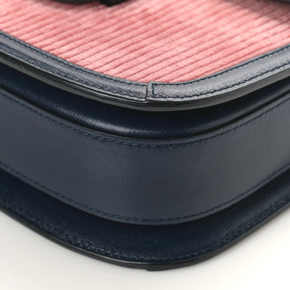 Gucci Lanzo Stretch Cord Azalea Calfskin Horsebit 1955 Shoulder Bag Pink Blue 9 of 10