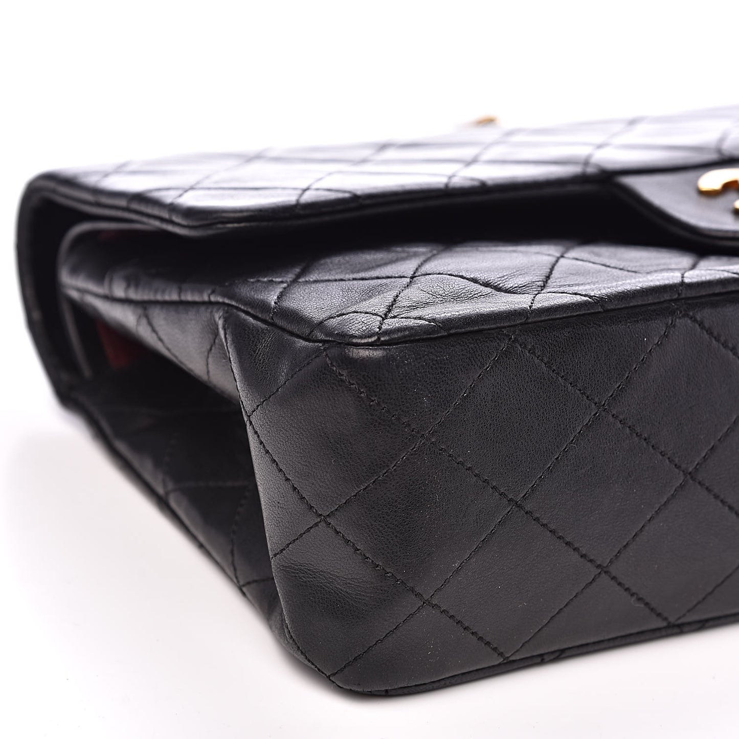 Lambskin Quilted Medium Double Flap Black