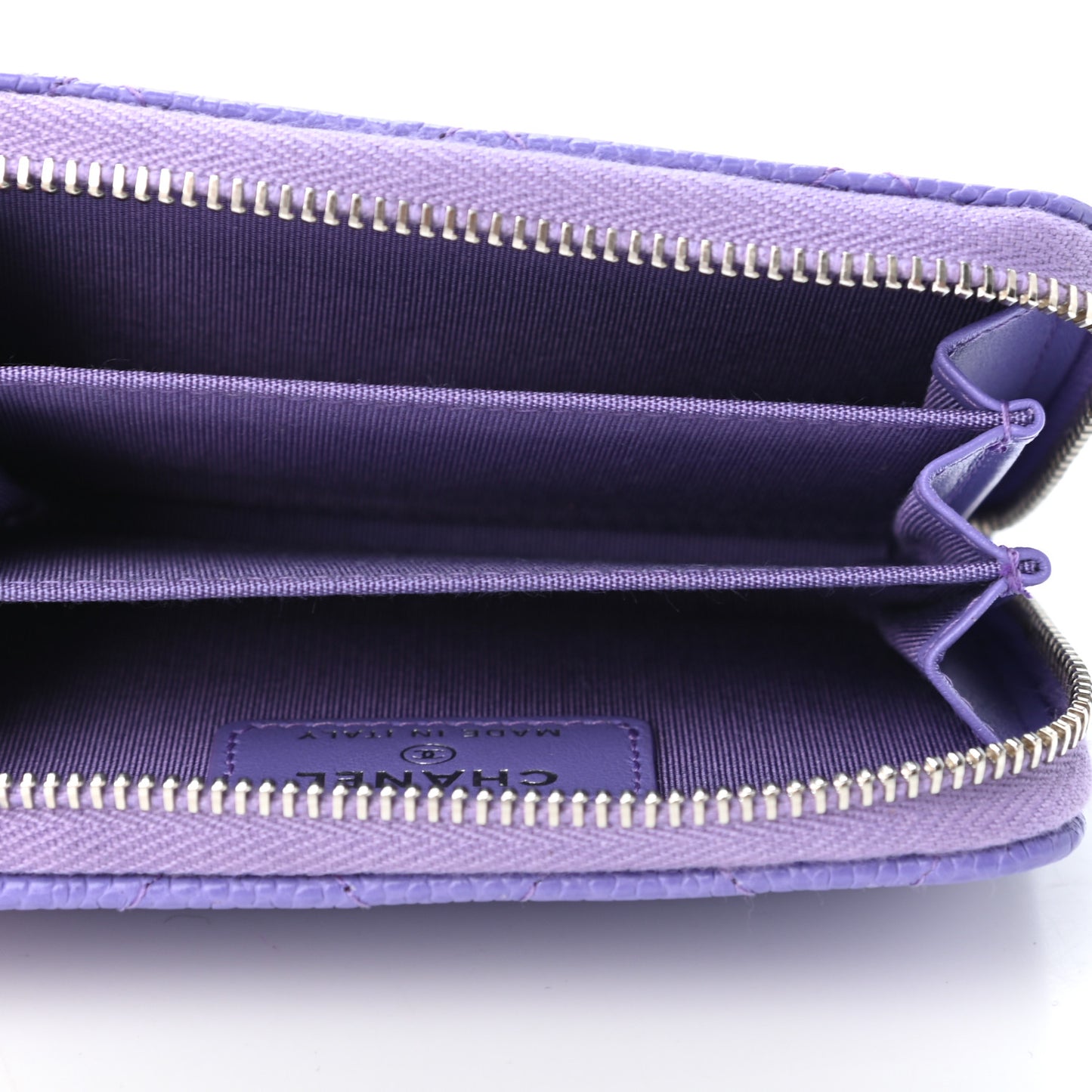 Caviar Quilted Incognito Zip Coin Purse Purple