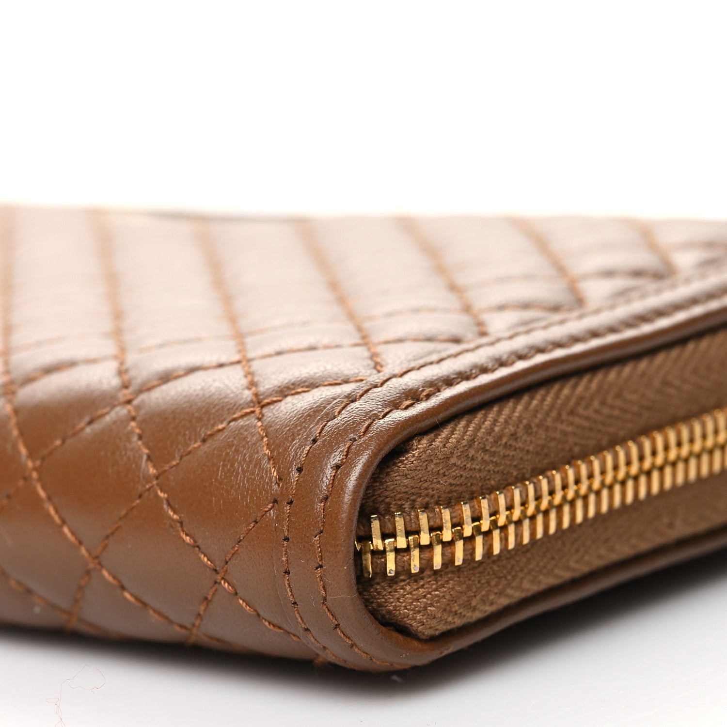 Prada Soft Calf Quilted Zip Around Wallet Cannella 9 of 9