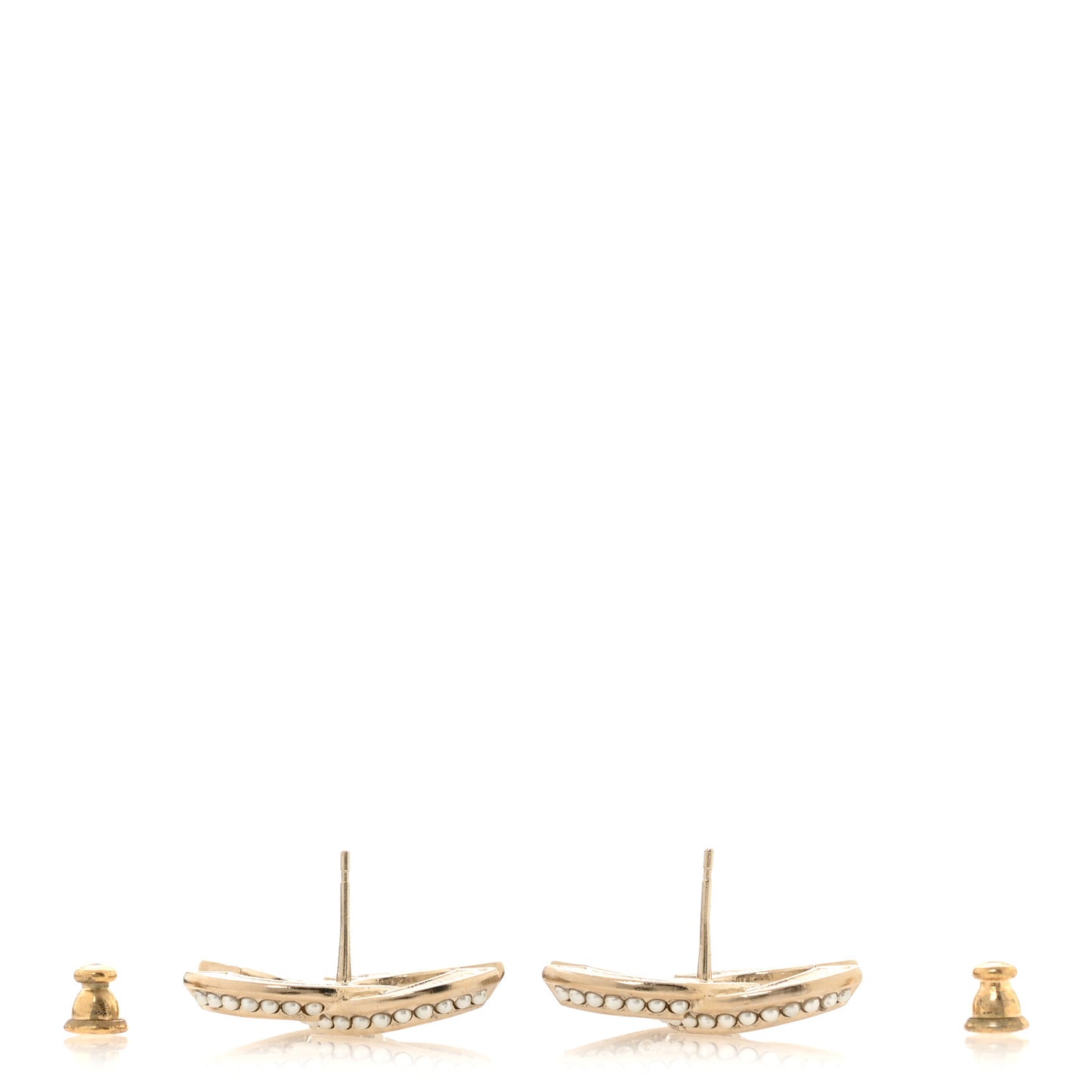 Crystal Pearl Chain Mania CC Earrings Gold
