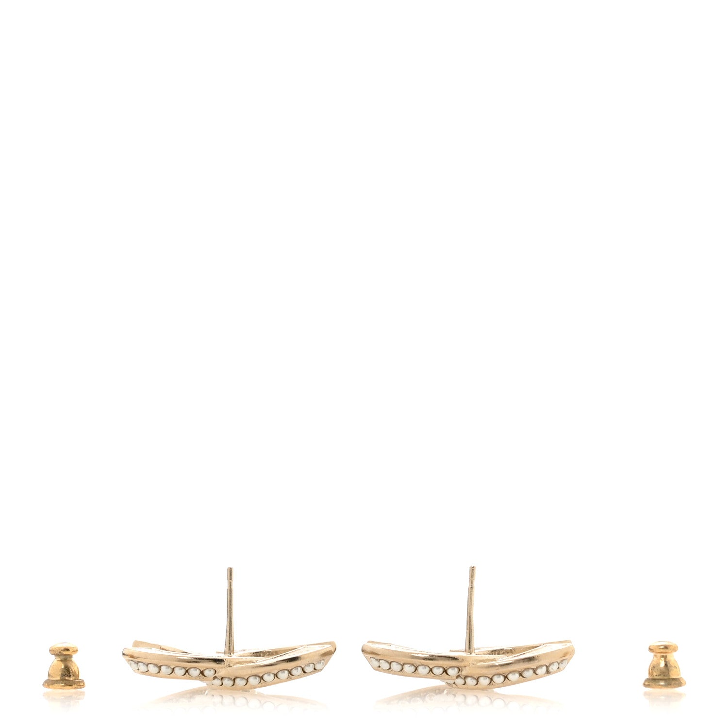 Chanel Crystal Pearl Chain Mania CC Earrings Gold 3 of 5