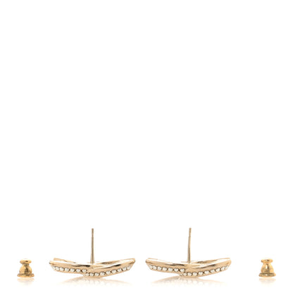 Chanel Crystal Pearl Chain Mania CC Earrings Gold 3 of 5