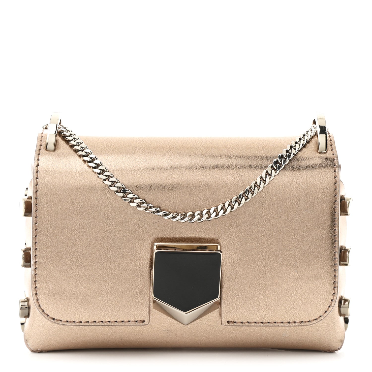 Jimmy Choo Metallic Calfskin Lockett Petite Shoulder Bag Pink 1 of 10