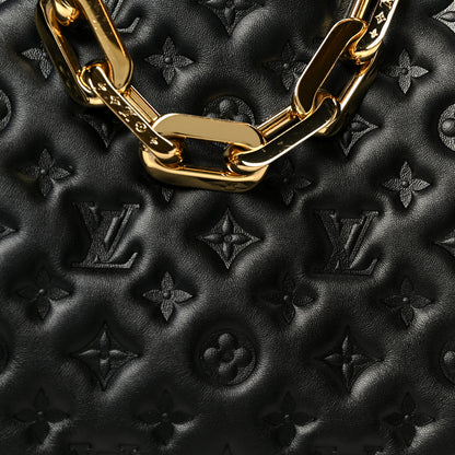 Louis Vuitton Lambskin Embossed Monogram Coussin MM Black 9 of 12
