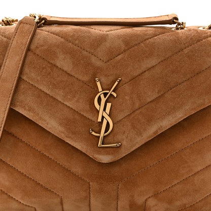 Saint Laurent Suede Calfskin Y Quilted Monogram Small Loulou Chain Satchel Cinnamon 9 of 12