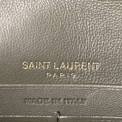 Saint Laurent Lambskin Matelasse Chevron Monogram Envelope Chain Wallet  Green 6 of 10